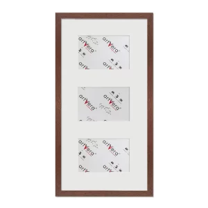 3er Galerierahmen Lund in 25x50 cm für 10x15 25x50 cm (3x10x15 cm) | Nussbaum | Normalglas (2 mm)