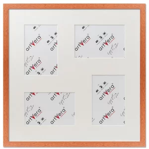 4er Galerierahmen Lund in 40x40 cm für 10x15 40x40 cm (4x10x15 cm) | Kirsche | Normalglas (2 mm)