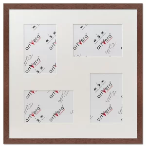 4er Galerierahmen Lund in 40x40 cm für 10x15 40x40 cm (4x10x15 cm) | Nussbaum | Normalglas (2 mm)