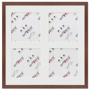 4er Galerierahmen Lund in 40x40 cm für 15x15 40x40 cm (4x15x15 cm) | Nussbaum | Normalglas (2 mm)