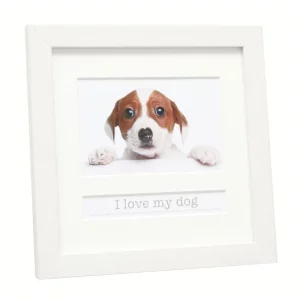 Cadre photo avec fenêtre pour texte I love my dog
