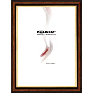 Holz-Bilderrahmen Latimer nach Maß Braun-Gold | Normalglas (2 mm)