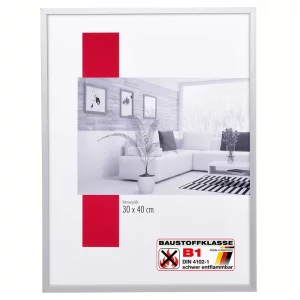 B1 Brandschutzrahmen Profil S2 42x59,4 cm (A2) | Silber matt | Normalglas (2 mm)