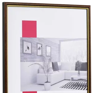 Holz-Bilderrahmen Profil 23 nach Maß nussbraun-gold | Normalglas (2 mm)