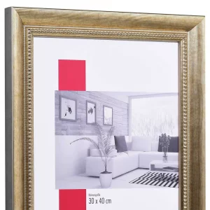 Barock-Bilderrahmen Profil 28 Maßanfertigung Gold | Normalglas (2 mm)