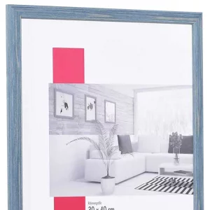 Holz-Bilderrahmen Profil 32 grau-blau | Normalglas (2 mm)
