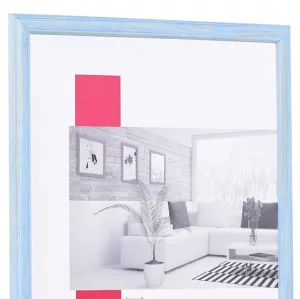 Holz-Bilderrahmen Profil 32 30x45 cm | blau | Normalglas (2 mm)