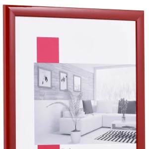 Holz-Bilderrahmen Profil 43 9x13 cm | rot hochglanz | Antireflexglas mattiert (2 mm)