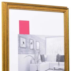 Holz-Bilderrahmen Profil 44 nach Maß gold | Normalglas (2 mm)