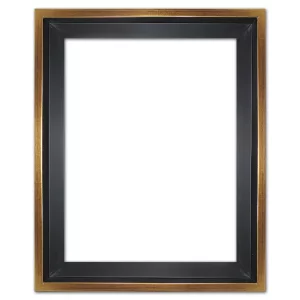 Schattenfugenrahmen Profil 50K, Schwarz 40x40 cm | Schwarz mit Goldkante | Leerrahmen (ohne Glas und Rückwand)