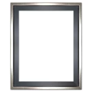 Schattenfugenrahmen Profil 50K, Schwarz 40x40 cm | Schwarz mit Silberkante | Leerrahmen (ohne Glas und Rückwand)