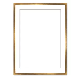 Schattenfugenrahmen Profil 50K, Weiß 80x80 cm | Weiß mit Goldkante | Leerrahmen (ohne Glas und Rückwand)