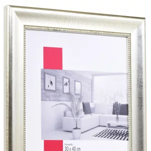 Barockrahmen Profil 95 breit 60x80 cm | silber | Normalglas (2 mm)
