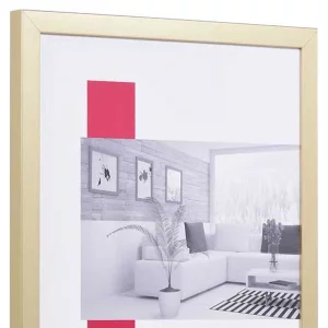 Holz-Bilderrahmen Profil TOP CUBE nach Maß gold | Normalglas (2 mm)
