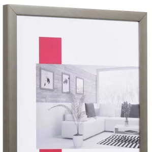 Holz-Bilderrahmen Profil TOP CUBE nach Maß platin | Normalglas (2 mm)