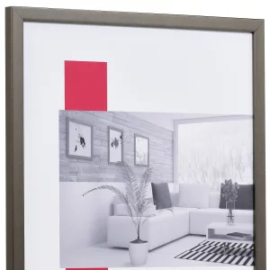 Holz-Bilderrahmen Profil TOP PRO S 42x59,4 cm (A2) | platin | Normalglas (2 mm)