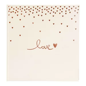 Fotoalbum Raining Hearts mit 60 weißen Seiten zum Einkleben, 30x31 cm