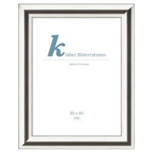 Holz-Bilderrahmen Ferrol 59,4x84,1 cm (A1) | Folie, Weißgoldimitation | Kunstglas (2 mm)
