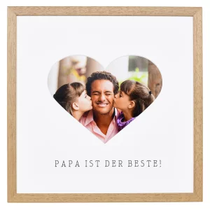 Bilderrahmen mit Herz-Passepartout & Text "Papa ist der Beste!"