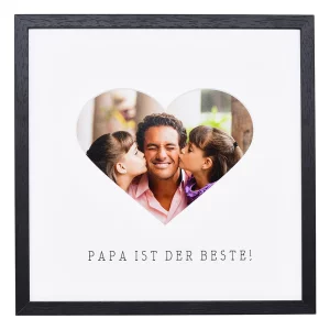 Bilderrahmen mit Herz-Passepartout & Text "Papa ist der Beste!"