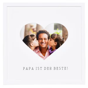 Bilderrahmen mit Herz-Passepartout & Text "Papa ist der Beste!"