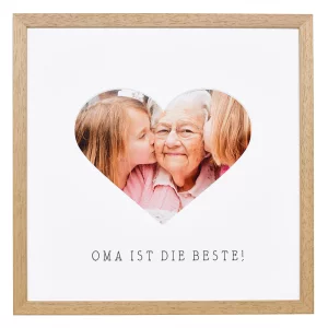 Bilderrahmen mit Herz-Passepartout & Text "Oma ist die Beste!"