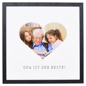 Bilderrahmen mit Herz-Passepartout & Text "Opa ist der Beste!"