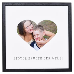 Bilderrahmen mit Herz-Passepartout & Text "Bester Bruder der Welt!"