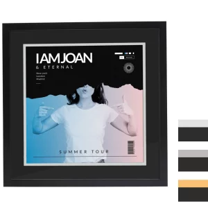 Cadre noir pour pochette de disque vinyle avec double passe-partout noir