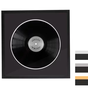 Cadre noir pour disque vinyle avec double passe-partout noir