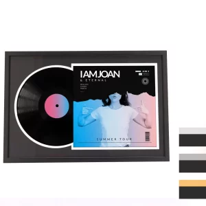 Cadre noir pour disque vinyle et pochette avec double passe-partout noir