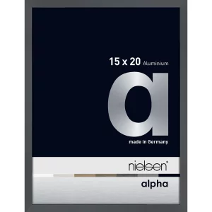 Alurahmen Alpha 15x20 cm | Dunkelgrau glanz | Normalglas (2 mm)