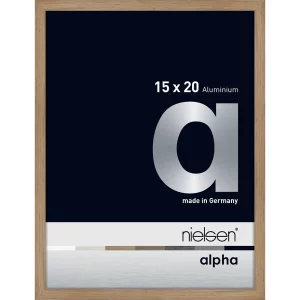 Alurahmen Alpha 15x20 cm | Eiche (furnierte Oberfläche) | Normalglas (2 mm)