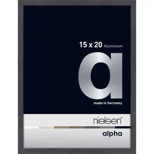 Alurahmen Alpha 15x20 cm | Grau (furnierte Oberfläche) | Normalglas (2 mm)