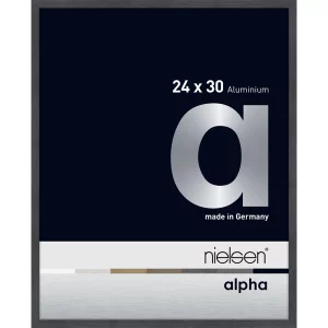 Alurahmen Alpha 24x30 cm | Grau (furnierte Oberfläche) | Normalglas (2 mm)