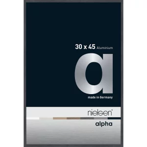 Alurahmen Alpha 30x45 cm | Grau (furnierte Oberfläche) | Normalglas (2 mm)