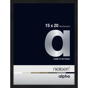 Alurahmen Alpha 15x20 cm | Schwarz matt eloxiert | Normalglas (2 mm)