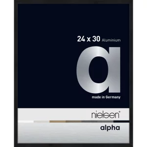 Alurahmen Alpha 24x30 cm | Schwarz matt eloxiert | Normalglas (2 mm)
