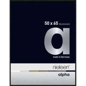 Alurahmen Alpha 50x65 cm | Schwarz matt eloxiert | Normalglas (2 mm)