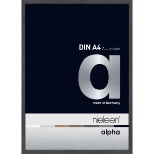 Aluminiumleiste Profil alpha 21x29,7 cm (A4) | Grau (furnierte Oberfläche) | Museumsglas UV 70 entspiegelt