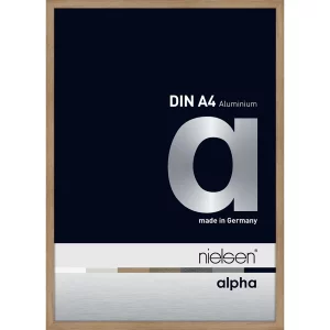 Aluminiumleiste Profil alpha 21x29,7 cm (A4) | Eiche (furnierte Oberfläche) | Normalglas (2 mm)