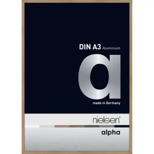 Aluminiumleiste Profil alpha 29,7x42 cm (A3) | Eiche (furnierte Oberfläche) | Normalglas (2 mm)
