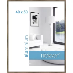 Alurahmen Classic 40x50 cm | Strukturiert Walnuss | Normalglas (2 mm)