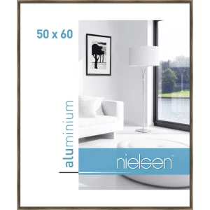 Alurahmen Classic 50x60 cm | Strukturiert Walnuss | Normalglas (2 mm)