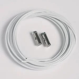 50 Stück Stahlseile weiss 1,5mm/200cm mit Schraubgleitern (max. Tragkraft 7 kg)