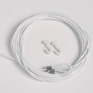 50 Stück Stahlseile weiss 1,5mm/200cm mit Schlaufe für Gleithaken (max. Tragkraft 7 kg)