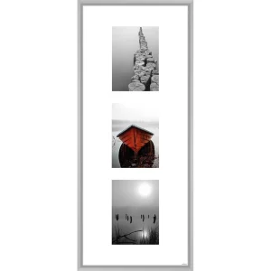 Galerierahmen Junior 3 Bilder 30x74 cm (3x 13x18 cm) | Silber matt | Normalglas (2 mm)
