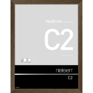 Fotorahmen C2 15x20 cm | Struktur Walnuss matt | Normalglas (2 mm)