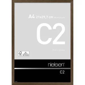 Alurahmen C2 21x29,7 cm (A4) | Struktur Walnuss matt | Normalglas (2 mm)