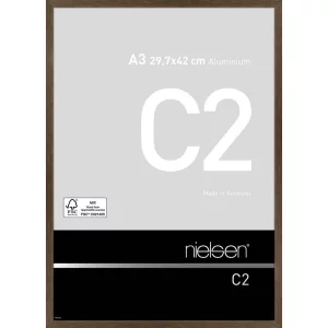 Alurahmen C2 29,7x42 cm (A3) | Struktur Walnuss matt | Normalglas (2 mm)
